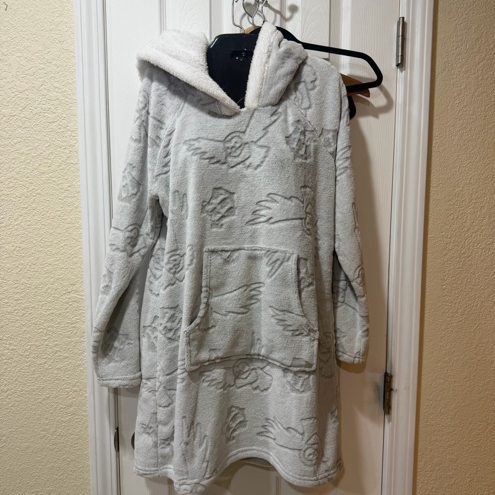 Cozy Owl Patterned Gray Long Sleeve Women's Dress